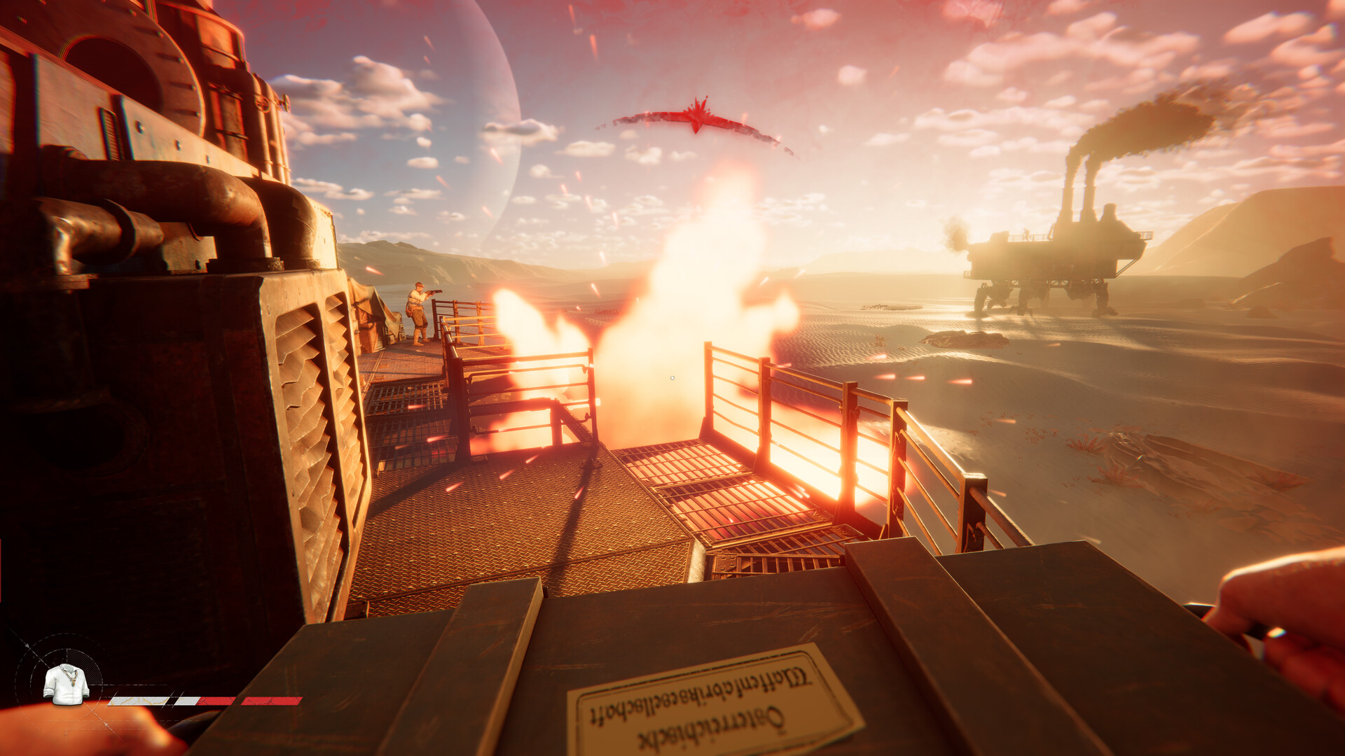 Official Steam screenshot showing combat pressure near a SAND Raiders of Sophie route.